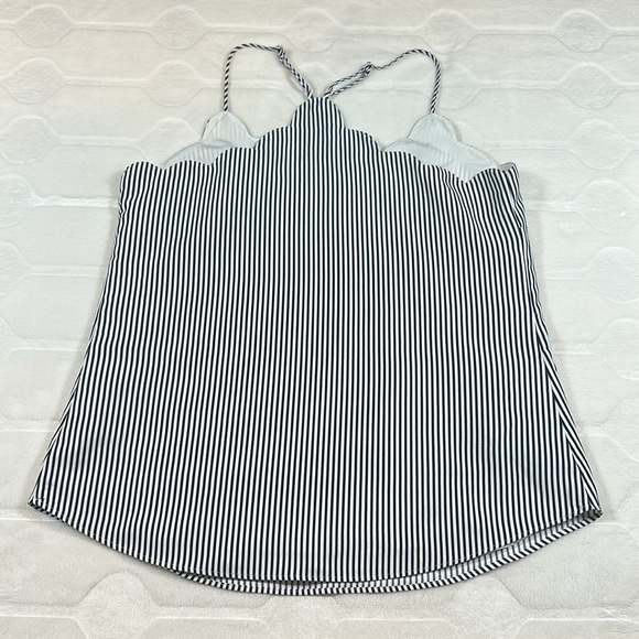 J.Crew Navy White Striped Scalloped V-Neck Cami Top Sz 2 – Minimalist Chic - Picture 2 of 6